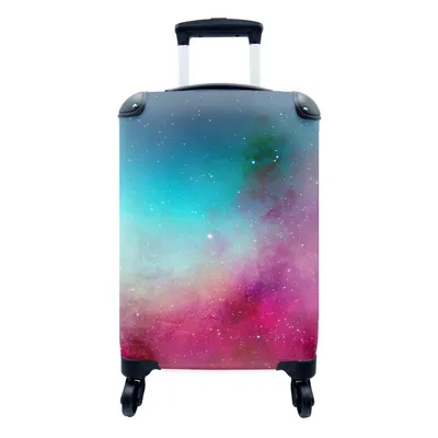 Produktbild von MuchoWow® Koffer Handgepäck Trolley Rollkoffer Kleine Reisekoffer mit 4 Rollen - Aquarell - Sternenhimmel - Rosa - Blau - Cabin Size < 55x40x23 cm & 55x40x20 cm - Fotokoffer - Kabinenkoffer - Boardgepäck - Reise-Box - Reisekoffer - Reisegepäck - Koffer mit Bild - Trolley für Kinder