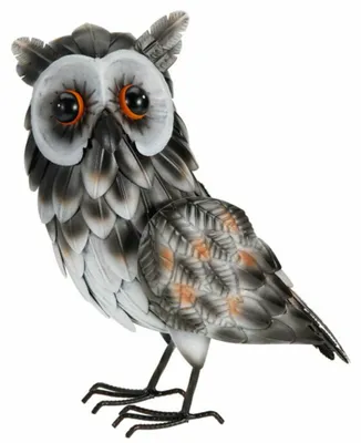 Produktbild von HOWHOMELY | Dekoobjekt - Gartenfigur - grau - 37 cm - aus Metall - Garten Skulptur - Eule - Dekorativ