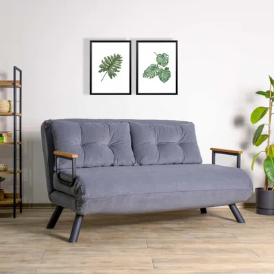 Obrázok produktu pre Hanah Home, Sando 2-sedačka - sivá, rozkladacia pohovka, 2-miestna rozkladacia pohovka, sivá, polyester, 133 x 78 x 78 x cm