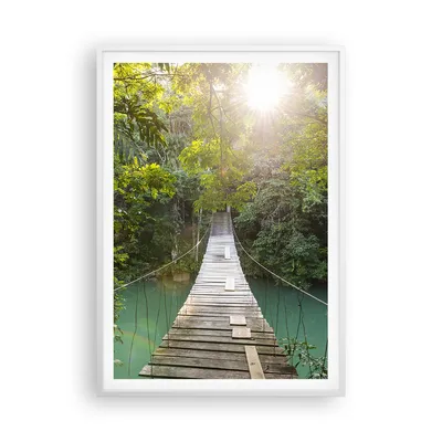 Produktbild von Gerahmtes Poster - Weißer Rahmen - Brücke Seil Dschungel - 70x100 cm - Wand Bild - Wanddeko - Wandbilder - Kunstposter - Wandposter - Bilderrahmen - Bilder - Kunstdruck - P2WPA70x100-4397