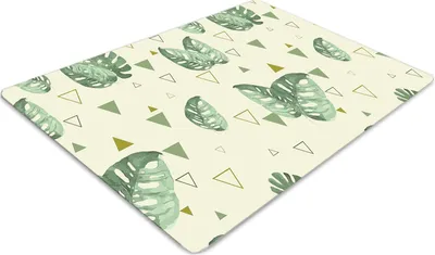 Produktbild von Stuhlunterlage Bürostuhlunterlage 120 cm x 90 cm Bodenmatte Bürostuhlunterlage - Monstera und Dreiecke