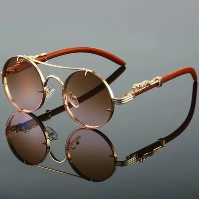 Goldene Vintage Designer-Sonnenbrille im Leoparden-Look