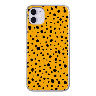 Produktbild von MuchoWow® Handyhülle Schutzhülle Hülle für iPhone 11 Polka dots - Orange - Schwarz Silikon Softcase Handy Hülle - Handytasche