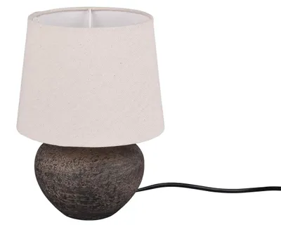 Image de Lampe de table avec base en céramique, couleur marron, abat-jour en tissu beige, 25 cm