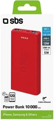 Image de SBS Powerbank 10.000mAh rouge chargeur mobile