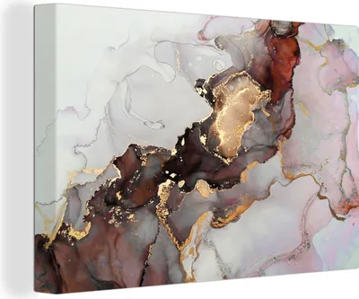 Produktbild von OneMillionCanvasses® - Leinwandbilder - 140x90 cm, Rot - Marmor - Gold, Wandbilder Kunstdruck Wanddekoration - Foto auf Leinwand - Gemälde auf Holzrahmen