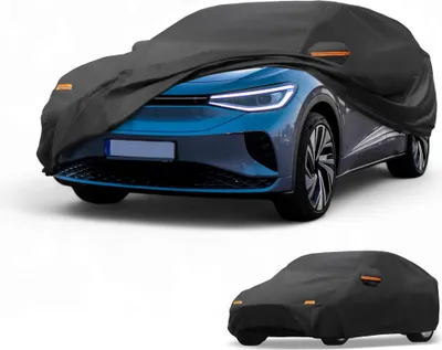 Image de Housse De Voiture šŠtanche Toutes Saisons Protection Contre Le Soleil Et La Pluie Pour Volkswagen Id.5 2021-2024 210D-Pu Noir Avec Bandes RšŠflšŠchissantes