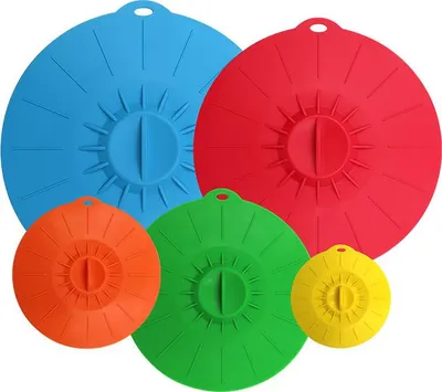 Produktbild von 【5er-Pack】Silikondeckel, Mikrowellen-Spritzschutz, 5 Größen, wiederverwendbare, hitzebeständige Saugdeckel für Tassen, Schüsseln, Teller, Töpfe, Pfannen, Herdplatten, Backöfen, Kühlschränke, BPA-frei
