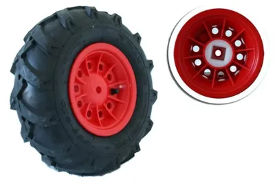 Produktbild von Rolly Toys Ersatzrad links Luftbereifung 6 Zoll 310-95 mit Felge rot Tracs Traktoren und Unimog