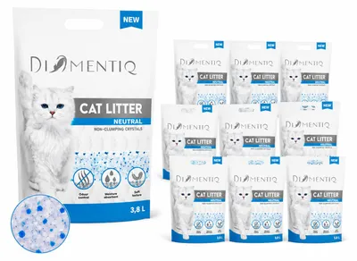 Zdjęcie produktu dla Żwirek silikonowy dla kota niezbrylający naturalny BEZPYŁOWY DIAMENTIQ 10x3,8 l, productTiles.product.images.aiGenerated