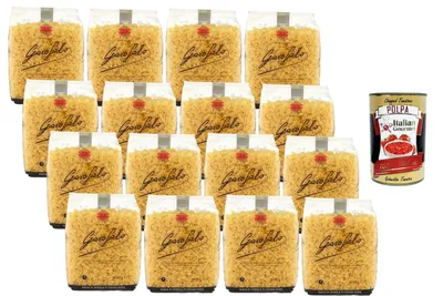 Produktbild von Italian Gourmet Farfalline Pasta 16 x 500 g – kleine Schleifenpasta aus Hartweizengrieß, ideal für Nudelsalat & Saucen, Großvorrat 8 kg + Italian Gourmet Polpa
