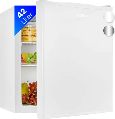 Produktbild von Bomann Mini Kühlschrank 42L Nutzinhalt, Getränkekühlschrank klein für Büro, Camping und Gaming, kleiner Kühlschrank leise 39 dB, Minibar mit wechselbarem Türanschlag, 51x 45 x 45 cm - KB 7346 weiß