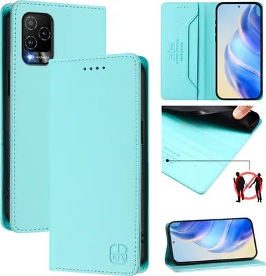 Produktbild von Lederhülle für BLU View 5 Pro Hülle Flip Brieftasche Kartenfächern Ständer Schutzhülle Türkis