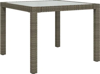 Produktbild von vidaXL Gartentisch 90x90x75 cm Gehärtetes Glas Poly Rattan Grau