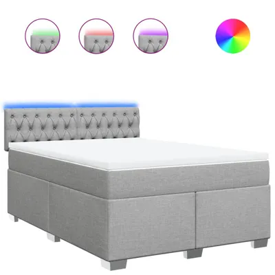 Image de vidaXL Lit boxspring avec matelas gris clair 140x190 cm Tissu