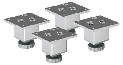 Produktbild von 4er Set sossai Höhenverstellbare Aluminium Möbelfüße 60mm in eloxiertem Design Schrankfüße Sockelfüße