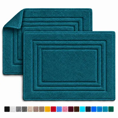 Produktbild von Komfortec Badematte 2er Set 50x70 cm, 100% Baumwolle, 600 g/m², Extra Weich & Saugstark, Badvorleger, 50 x 70 cm, Petrol