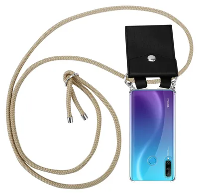 Produktbild von Cadorabo Schutzhülle für Huawei P30 LITE Hülle in Braun Handy Kette Kordel abnehmbares Etui