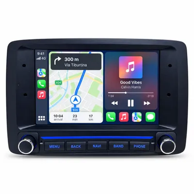 Image de Autoradio Android 7 pouces Hexinex pour Fiat Panda (2003-2012), avec Carplay sans fil, Android Auto, Wi-Fi, GPS, navigation, commandes au volant (SWC), Bluetooth, FM, RDS, format 2DIN, port USB, 2 Go de RAM et 64 Go de stockage