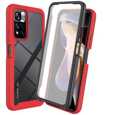 Obrázek produktu pro Pouzdro pro Xiaomi Redmi Note 11 Pro+ 5G, nárazník s vestavěnou ochranou displeje 360° celotělové ochranné pouzdro červené