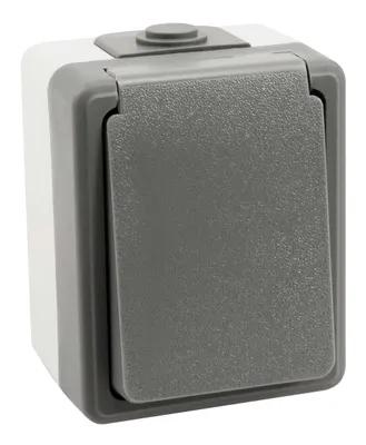Produktbild von Feuchtraum Steckdose McPower "Secure", 250V/16A, IP44, AP, grau
