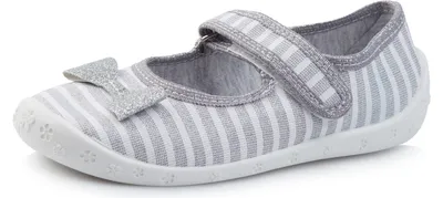 Image de Ladeheid Kinder Mädchen Hausschuhe LARW007 (Gris Blanc Rayures, 35)