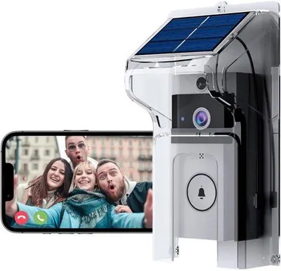 Produktbild von Solarbetriebene Drahtlose Türsprechanlage, 2,4 GHz WiFi, HD-Video, Nachtsicht.