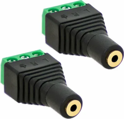 Produktbild von Klinken Buchse 2,5mm Adapter > Terminal Block 3-Pin Schraub Klemmen Vergoldet[2x Buchse]