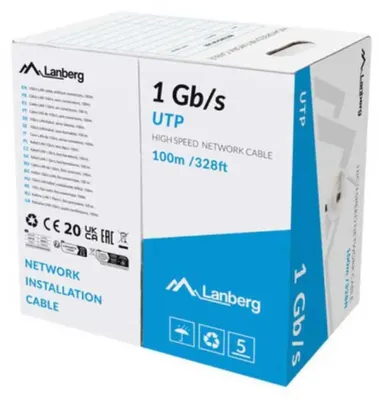 Zdjęcie produktu dla Lanberg LCU6-10CC-0100-S, 100 m, U/UTP (UTP), Szary