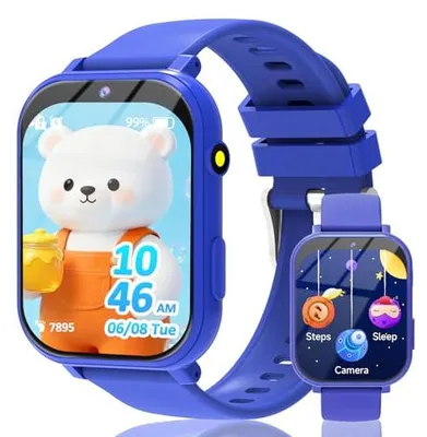 Produktbild von clleylise Smartwatch Kinder Smartwatch – Armbanduhr für Jungen und Mädchen mit 18 Spielen, Kamera, Schrittzähler & Touchscreen – Fitnessuhr für Kinder ab 6 Jahren (Blau)