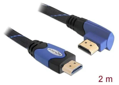 Imagen del producto de Cable HDMI de alta velocidad con Ethernet - Cable HDMI con Ethernet - Conector HDMI macho a conector HDMI macho - 2 metros - Conector de 90 grados
