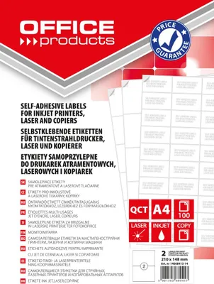Image de Etiquettes Office Products 210x148mm 100 Ark. Blanc