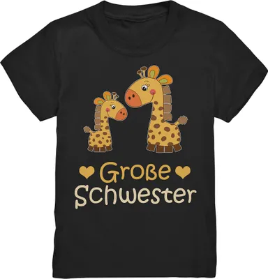 Produktbild von Große Schwester Shirt Giraffe Große Schwester Geschenk – Black / 134/146 (9-11)