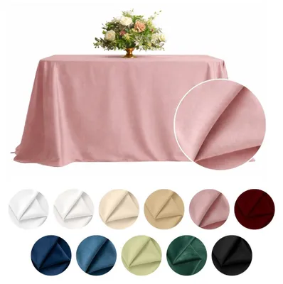 Produktbild von MEBLE ODNOWA, Tischdecke, Matter Samt-Tischdecke, Quadratisch, Puderrosa, 230×230 cm, Velours, Tischschutz, Elegant, Formstabil, Elastisch, Strapazierfähig, Maschinenwaschbar