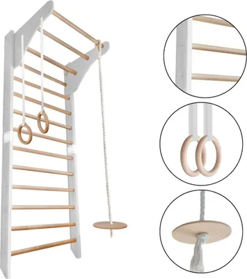Immagine prodotto di Scaletta in legno per bambini – Scaletta da ginnastica Montessori bianca per la cameretta dei bambini (UE)