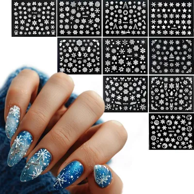 Produktbild von 10x Weihnachts-Nagelsticker selbstklebend Schneeflocken Schneeflocken