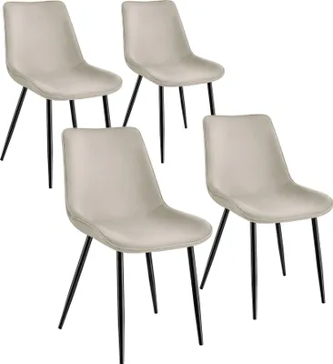 Image de Lot de chaises de salle à manger Monroe aspect velours - crème, Lot de 4