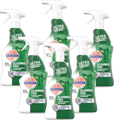 Produktbild von Sagrotan Schimmel Frei – Schimmelentferner für eine gründliche Oberflächenreinigung – 6 x 750 ml Sprühflasche