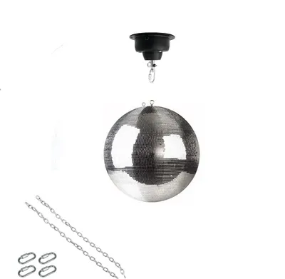 Spiegelkugel Set 30cm Kugel PREMIUM + Motor MBM-404, 2 Ketten, 4 Kettenglieder