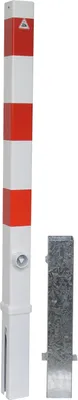 Produktbild von Absperrpfosten aus Vierkant-Stahlrohr 70x70 mm, umlegbar mit Dreikantverschluss, zum Einbetonieren ohne Lackierung