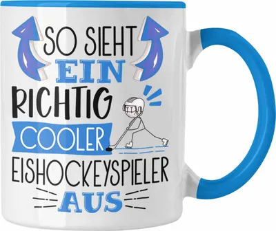 Produktbild von Trendation - So Sieht Ein Richtig Cooler Eishockeyspieler Aus Geschenk Tasse Lustiger Spruch Geschenkidee (Blau)