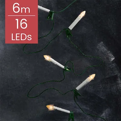 Produktbild von Lumineo Kerzen-Lichterkette 16 LED 6 m klassisch warm, grünes Kabel