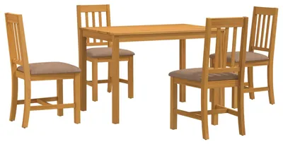Image de Ensemble de salle à manger vidaXL, 5 pièces, gris, bois massif chêne