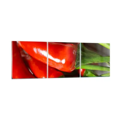 Produktbild von Bilder auf glas - Gemüse würzig Chili - 150x50cm - Glasbilder - Wandbilder - Kunstdruck - zum Aufhängen bereit - Wanddekoration aus Glas - Glas Bilder - Wandbild auf Glas - 3 Teile - GCA150x50-1135