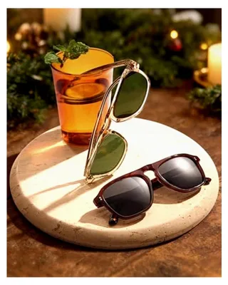 Produktbild von Polarisierte Sonnenbrille für Herren - Pilotendesign, 100% UV-Schutz, Rechteckiger Acetatrahmen