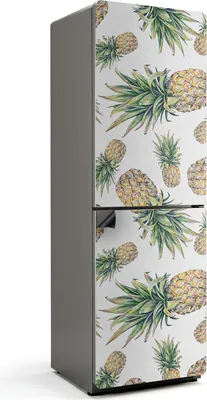 Produktbild von Ananasmusterillustration – Magnetische Kühlschrank Abdeckung – Dekorfolie magnetisch Küche – Kühlschrank Magnet Deko – selbstklebende Magnettafel – Magnetfolie für Kühlschranktür – 60x180 cm