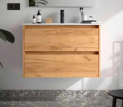 Image de MEUBLE SOUS-VASQUE BALTIQUE 800, 2 tiroirs + vasque, finition chêne africain