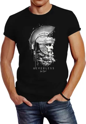 Produktbild von Neverless® Herren T-Shirt Sparta Spartaner Kopf Helm Krieger Fashion Streetstyle schwarz XL
