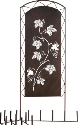 Produktbild von Moderner Gartenstecker Gartenskulptur Gartenschild Weinrebe aus Metall braun stehend 45x95 cm