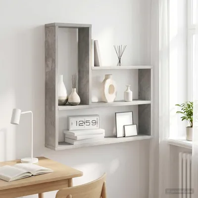 Zdjęcie produktu dla Maison Exclusive - Półka ścienna, kolor betonowy, 60 x 11 x 60 cm, materiał drewnopochodny